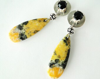 Bumblebee Jasper with black onyx earrings