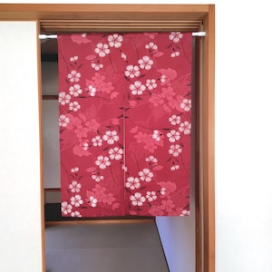 Handgefärbter Yukata-Stoff Noren-Vorhang – Nadeshiko-Muster Japanischer Türvorhang Raumteiler Wandbehang Wohndekor