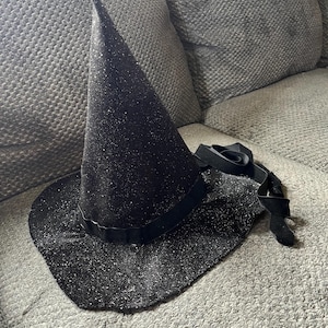 Witch Hat - Black Fabric w/ Gold glitter