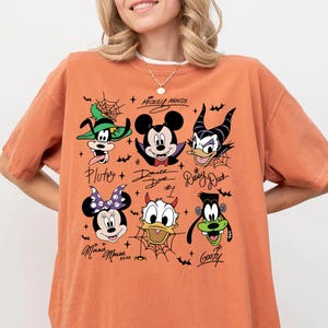 Comfort Colors Coquette Bow Mickey & Friends Halloween Shirt, Retro Disney Halloween Tee, Mickey&#39;s Not So Scary Party Family Matching Shirt