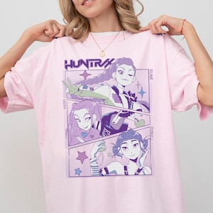 Kpop Demon Hunters T-shirt Gift For Woman,Jinu Manga Shirt,Kpop Huntrix Pin,Demon Hunter Merch,Saja Girls Fan Poster, Kpop Shirt