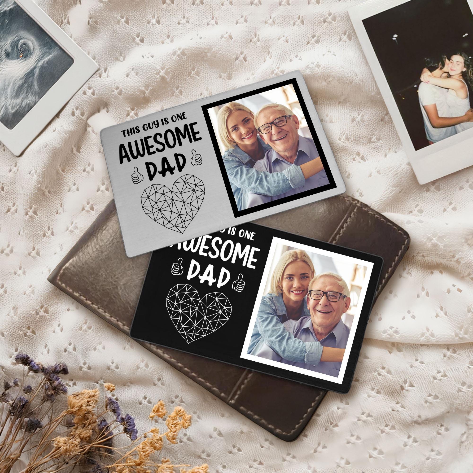 Aluminium Personalised Photo Wallet Purse Card, Metal Keepsake Gift for Grandparents, Husband, Wife Dad, Mum, Friend Custom Wallet Card