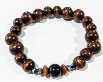 Wood and Blue Goldstone bracelet