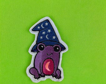 Cottagecore Frog Wizard Embroidered Iron-On Patch