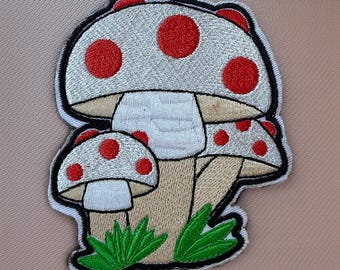 Mushroom Embroidered Iron On Patch – Cottagecore Forest Applique