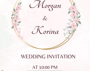 Invitación de boda verde y rosa