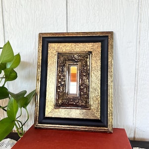 Vintage Ornate Antique Gold Gilded Embossed Wall Mirror I Ornate Wall Décor