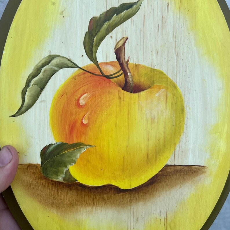 Hand Painted Vintage Apple Wall Décor I Fruit Cottage Core Wooden Wall ...