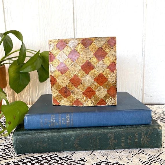 Vintage Florentine Trinket Box, Gold Leaf Italian Jewelry Box