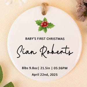 Baby&#39;s First Christmas Ornament, Personalized Baby Round First Christmas Ornament, Custom Baby Ceramic Keepsake 2025