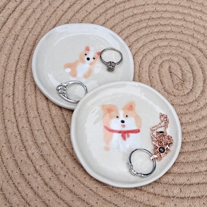 Ceramic Puppy Ring Dish,Bridesmaid Gifts,Gift For Bride,Cute Dog Trinket Tray,Handmade,ring Holder,Engagement Ring,Hand-Painted Puppy Dish