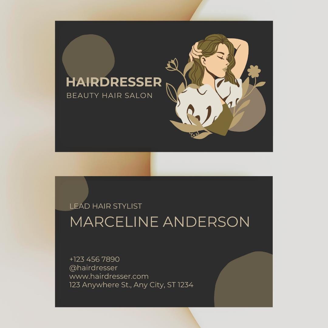 Hairdresser Business Card Template, Hair Stylist Business Card Template ...
