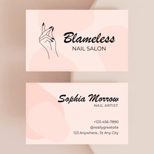 Nagelstudio Visitenkarte Vorlage, Manikürist Visitenkarte Vorlage, Pink Nail Visitenkarte Vorlage, Feminine Nail Visitenkarte Vorlage