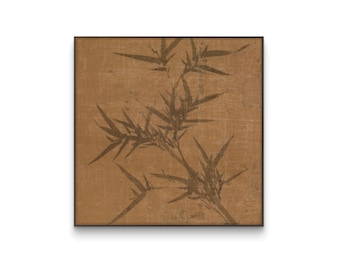 Pintura con bambú en tinta, arte del bambú de los eruditos chinos, pinceladas tradicionales con tinta, rama de bambú monocromática, impresión artística literaria.