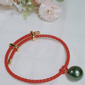 14mm Black South Sea SHELL Pearl Bracelet , Dangle Charm Bracelet, Friendship Bracelet, Birthday Gift Idea image 2