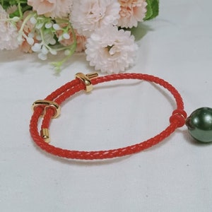 14mm Black South Sea SHELL Pearl Bracelet , Dangle Charm Bracelet, Friendship Bracelet, Birthday Gift Idea image 9