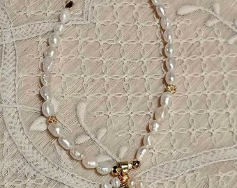 Mother of Pearl pendant of the Immaculate Mary with Freshwater pearls and 14K findings, Original design, Christmas Gift