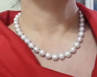 High Quality Philippines Freshwater 10-11mm Pearl Necklace, Knotted Necklace, Light Gray Pearls,17 inches, Christmas Gift, Bridal Jewelry