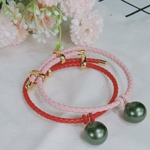 14mm Black South Sea SHELL Pearl Bracelet , Dangle Charm Bracelet, Friendship Bracelet, Birthday Gift Idea image 1