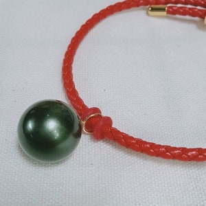 14mm Black South Sea SHELL Pearl Bracelet , Dangle Charm Bracelet, Friendship Bracelet, Birthday Gift Idea image 4