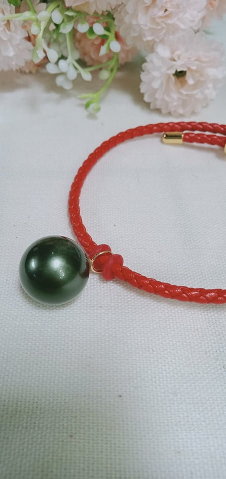 14mm Black South Sea SHELL Pearl Bracelet , Dangle Charm Bracelet, Friendship Bracelet, Birthday Gift Idea image 4