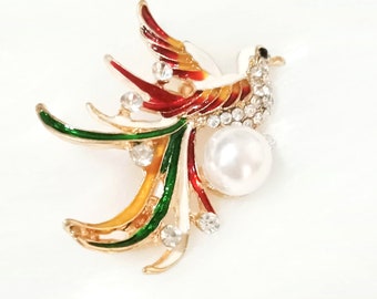 OPPORTUNITIES Bird Enameled Brooch Brandnew Auspicious Gift for  Her  Christmas Anniversary Birthday Gift