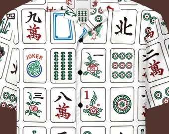 Mahjong Tile Hawaiian Shirt | All Over Print Button Up Shirt | Mahjong Lover Gift | Game Night Shirt | Chinese Tile Pattern Shirt