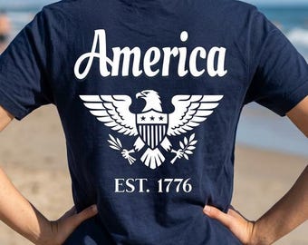 USA  T-Shirt | Patriotic Graphic Tee, Fourth of July, Eagle, Bella Canvas