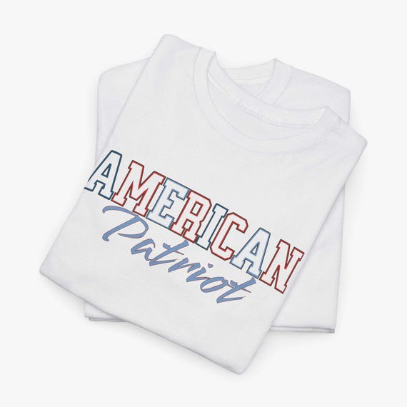 American Patriot  Tee - Gildan Heavy Cotton, Independence Day Gift, USA Pride, 4th of July, Veterans Day, American Flag, 250th birthday