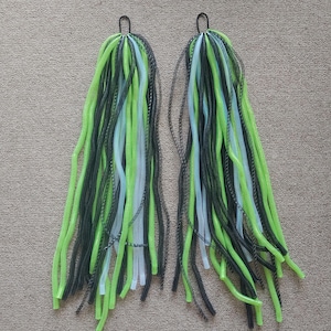 Neon Green Black and White Hip-length Cybergoth Cyberlocks Cyberlox Falls Pair On Hair Ties 16 mm & 8 mm Diameter Tube Rave Hair Extension