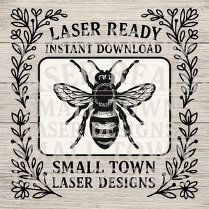 Detailed Bee SVG - Honeybee Line Drawing for Laser Engraving & Nature Crafts