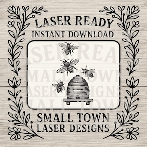 Vintage Bee and Hive SVG - boerderij lasergravure ontwerp voor imkers en natuurliefhebbers