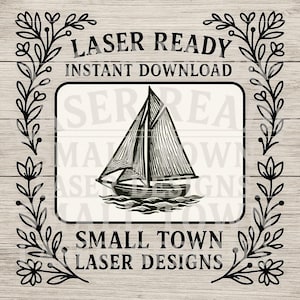 Vintage Sailboat SVG - Nautical Line Art for Laser Engraving & Coastal Decor