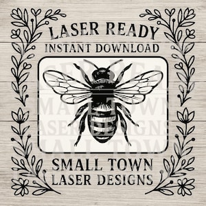 Vintage Honey Bee SVG - Detailed Line Art Insect for Laser Cutting & Farmhouse Decor
