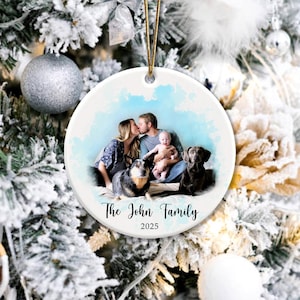 Personalized Family Photo Ornament, Custom Family Photo Ceramic Ornament, Custom Family Picture, Christmas Ornament Gift, In Memory Ornament