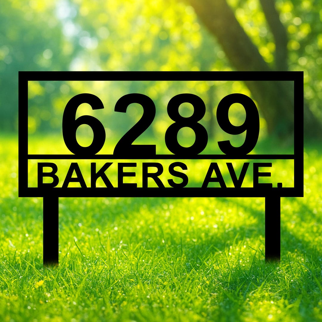 Personalized Address Yard Sign, Custom Metal House Number Lawn Sign ...