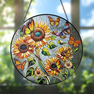Monarch Butterfly Suncatcher: Stained Glass Window Hanging Decor