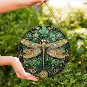Personalized Dragonfly Suncatcher, Stained Glass Art, Outdoor Decoration, Home Décor, Dragonfly Suncatcher, Gift For Her, Gift For Mom