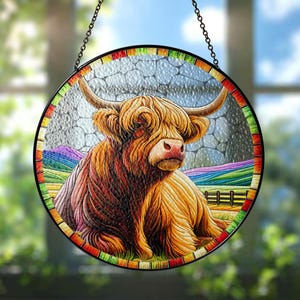 Buffalo Stained Glass Suncatcher: Rustic Farmhouse Window Decor