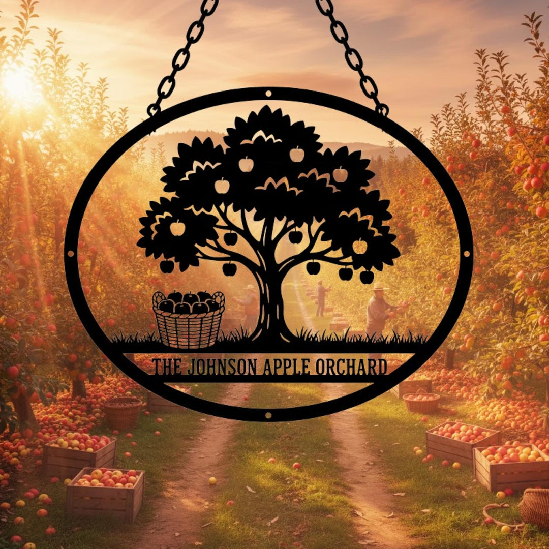 Personalized Apple Orchard Metal Sign, Custom Farm Name Sign, Apple ...