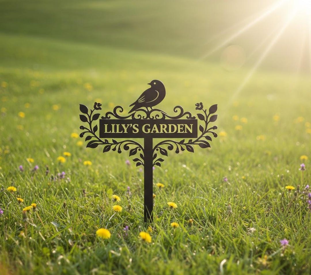 Stake Names Personalized Garden Name Metal Stake, Custom Bird Garden Sign, Outdoor ...
