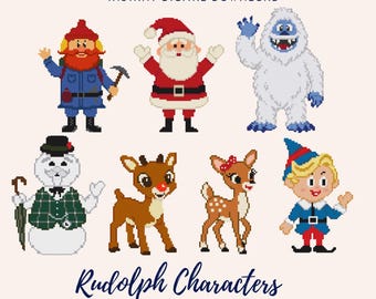 Original Rudolph Needlepoint & Cross-Stitch Pattern Bundle | 7 Christmas Needlepoint Patterns- INSTANT DOWNLOAD PDF