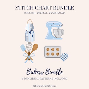 Baker’s Digital Needlepoint Bundle | Baking Needlepoint Designs | 4 PDF Stitch Charts