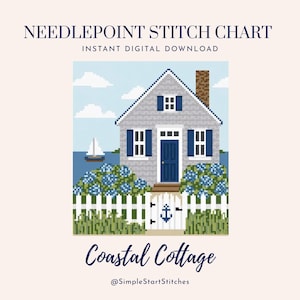 Patrón de punto de cruz estilo casa de campo costera / Patrón de punto de cruz Nantucket / Patrón de punto de cruz Cape Cod / DESCARGA DIGITAL