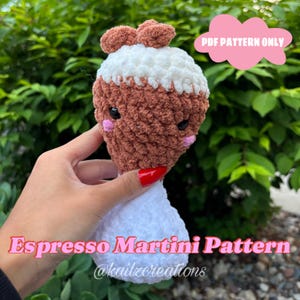 Pluszowa Espresso Martini na szydełku | Wzór Amigurumi dla początkujących | Pobierz plik PDF | Natychmiastowe pobranie