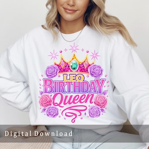 Leo Birthday Queen PNG, Zodiac Astrology Girl Shirt Design, Digital Download