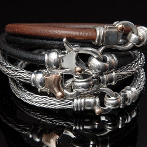 best man gift jewelry, Black Leather Bracelet image 3