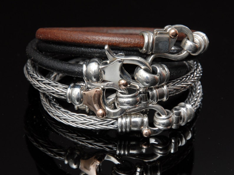 best man gift jewelry, Black Leather Bracelet image 3