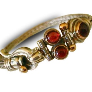 BRAIDED SILVER bracelet, Garnet red Gemstones image 1