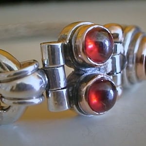 BRAIDED SILVER bracelet, Garnet red Gemstones image 4